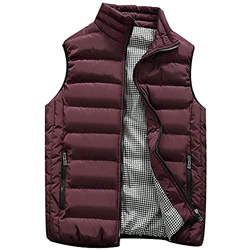 Onsoyours Herren Weste Bodywarmer Steppweste Funktionsweste Outdoor Freizeit Sport Style Mit Stehkragen B Weinrot 3XL von Onsoyours