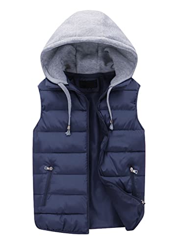 Onsoyours Herren Weste Leicht Outdoor Reißverschluss Slim Fit Steppweste Wärme Freizeit Stehkragen Funktionelle Winterweste Übergangsjacke Sportweste Freizeitjacke Daunenweste mit Kapuze A Marine XL von Onsoyours