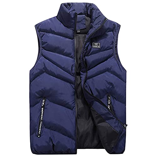 Onsoyours Herren Weste Outdoor Sommer Steppweste Daunenweste Abnehmbare Kapuze Vest Sportweste Freizeitjacke Für Männer Übergangsjacke Slim Fit A Blau 3XL von Onsoyours