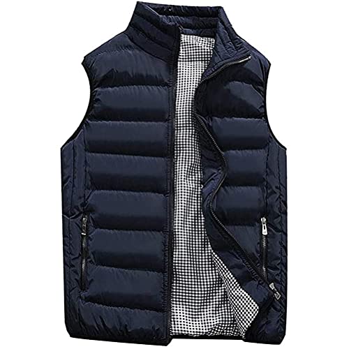 Onsoyours Herren Weste Sommer Outdoor Steppweste Daunenweste Abnehmbare Kapuze Vest Sportweste Freizeitjacke Für Männer Übergangsjacke Slim Fit B Blau 3XL von Onsoyours