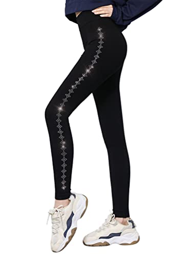 Onsoyours High Waist Sport Leggings Damen Lang Blickdicht Push Up Sporthose Scrunch Booty Gym Laufhose Sporthose Streetwear Sportleggings Mit Pailletten A Schwarz 14 Einheitsgröße von Onsoyours