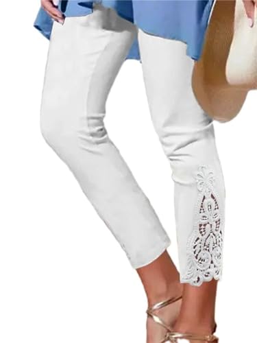 Onsoyours Hose Damen Sommer Spitze 7/8 Hose Skinny Freizeithose Schmales Bein Einfarbig Elastische Hosen Leicht Streetwear Bleistifthose Elegante Sweatpants Strandhose Jogginghose A Weiß L Onsoyours Hose Damen Sommer Spitze 7/8 Hose Skinny Freizeithose Schmales Bein Einfarbig Elastische Hosen Leicht Streetwear Bleistifthose Elegante Sweatpants Strandhose Jogginghose A Weiß L von Onsoyours