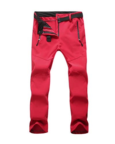 Onsoyours Hosen Damen Atmungsaktiv Wanderhose Softshellhose Thermohose Trekkinghose Arbeitshose Sporthose Funktionshose Outdoor Wasserdicht Winddicht Skihose A Rot 3XL von Onsoyours