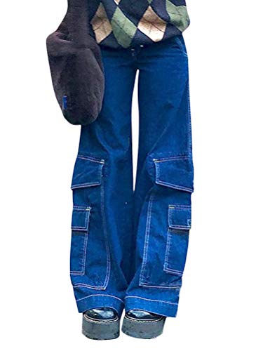 Onsoyours Hosen Damen Cordhosen Mode Hohe Taille Baumwolle Cord Pants Frauen Bequem Freizeithose Retro Gerade Trousers Slim Fit Sweathose Streetwear B Dunkelblau M von Onsoyours