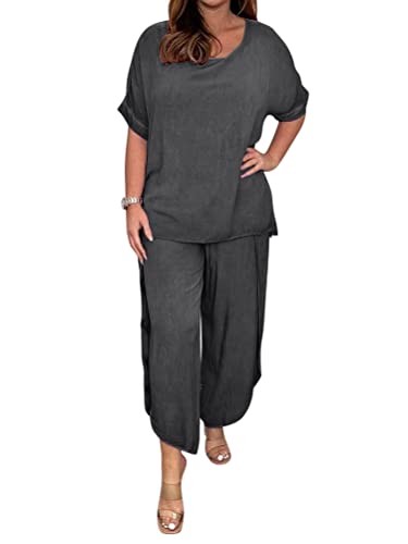 Onsoyours Hosenanzug Damen Hochzeit Festlich Elegant 2 Teilig Loungewear Einfarbig Sommer Outfits Streetwear Freizeitanzug Anzug 2 Teiler Hausanzug Zweiteiler Tracksuit Set B Dunkelgrau M von Onsoyours