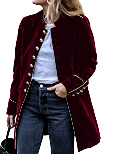 Onsoyours Jacke Damen Herbst Stretch Lockere Winterjacke Warm Samt Patchwork Jacke Mit Mehreren Knöpfen Overcoat Slim Langer Jacken Mode Einfarbig Samt Mantel 01 Weinrot S Onsoyours Jacke Damen Herbst Stretch Lockere Winterjacke Warm Samt Patchwork Jacke Mit Mehreren Knöpfen Overcoat Slim Langer Jacken Mode Einfarbig Samt Mantel 01 Weinrot S von Onsoyours