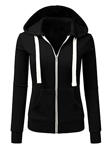 Onsoyours Jacke Damen Sweatjacke Hoodie Sweatshirtjacke Pullover Oberteile Kapuzenpullover Outwear Langarm Sweatshirt Kapuzenjacke Herbst C Schwarz XS von Onsoyours