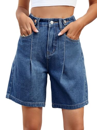 Onsoyours Jeans Damen High Waist Denim Hot Pants Jeans Shorts Damen Kurze Sommer A Dunkelblau L von Onsoyours