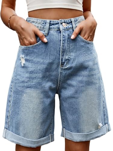 Onsoyours Jeans Damen High Waist Denim Hot Pants Jeans Shorts Damen Kurze Sommer B2 Blau L von Onsoyours