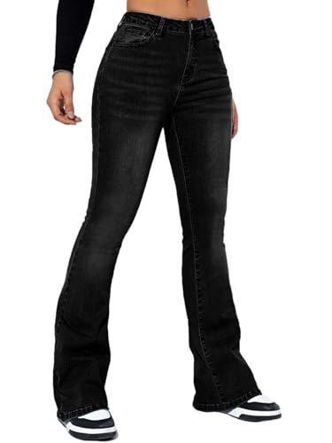 Onsoyours Jeans Damen High Waist Schlaghose Y2K Skinny Bootcut Denim Hosen A Schwarz L von Onsoyours