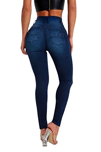 Onsoyours Jeans Damen Skinny Jeans Damen High Waist Slim Leggings Röhrenjeans Bleistifthose Bleistift Hose Vintage Lässige Denim Strecken Schlank Hochbund Knopfleiste Jeanshose A Dunkelblau XS von Onsoyours