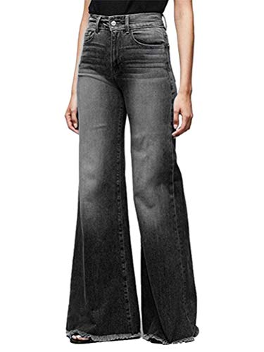 Onsoyours Jeanshose Damen Elegant Stretch Skinny Schlaghose Bootcut Flared Hose Casual Hohe Taille Jeans Mode Hose Weites Bein Retro Stil Destroyed Denim Pants E Schwarz L von Onsoyours