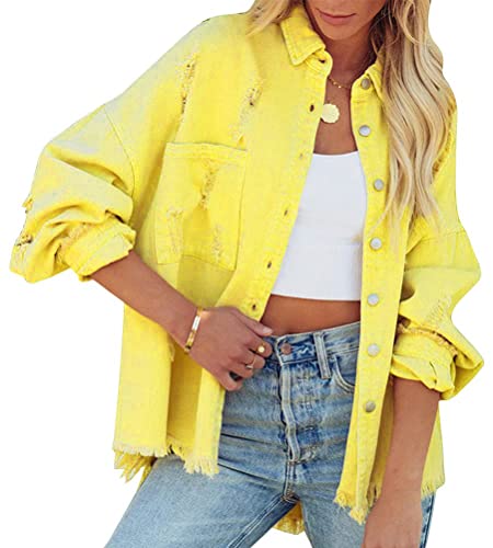 Onsoyours Jeansjacke Denim Damen Übergangsjacke Mit Taschen Jacket Leicht Loose Fit Boyfriend Parka Casual Jacke Langarm Bomberjacke Outwear Mode Coat Streetwear Gelb L Onsoyours Jeansjacke Denim Damen Übergangsjacke Mit Taschen Jacket Leicht Loose Fit Boyfriend Parka Casual Jacke Langarm Bomberjacke Outwear Mode Coat Streetwear Gelb L von Onsoyours