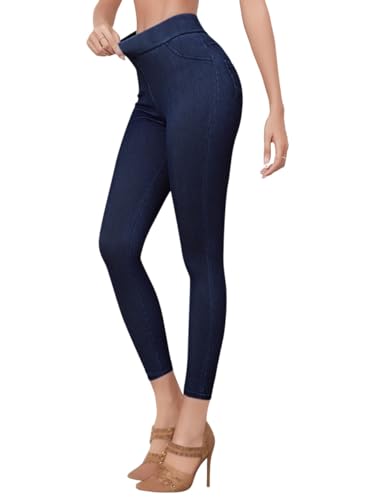 Onsoyours Jeggings Damen Stretch High Waist Leggings Jeansoptik Hose Slim Fit Jeans Push Up Effekt Jegging Yoga Hose A Dunkelblau L von Onsoyours