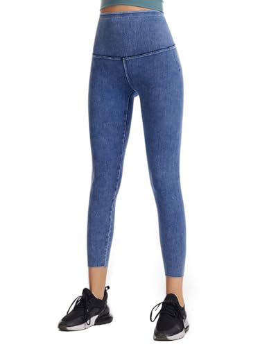Onsoyours Jeggings Damen Stretch Leggings Skinny Jeans Hose High Waist Denim Sportleggins Stretch Sporthose Fitnesshose Yogahose Outdoor A Blau M von Onsoyours