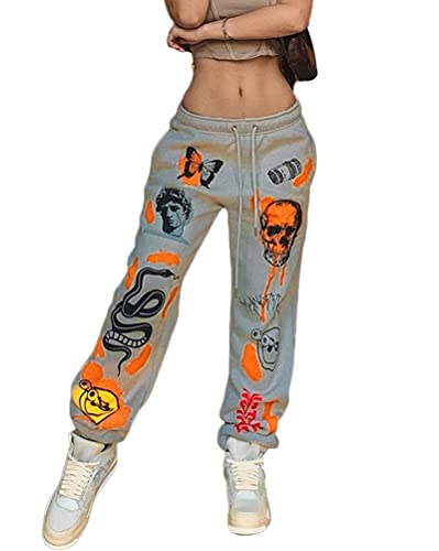 Onsoyours Jogginghose Damen Baumwolle Sporthose Lang Sweatpants Slim Fit Freizeithose Traininghose Fitness Jogger Laufhosen A Grau XS von Onsoyours