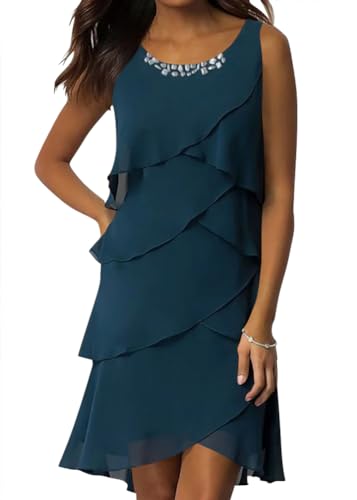 Onsoyours Kleid Damen Lang Abend Party Ballkleid Brautjungfer Split Maxikleid Wickel Cocktail Abendkleider Kurzarm Knielang Freizeitkleid Kurzarm A-Linien Freizeitkleid A Dunkelblau 3XL von Onsoyours