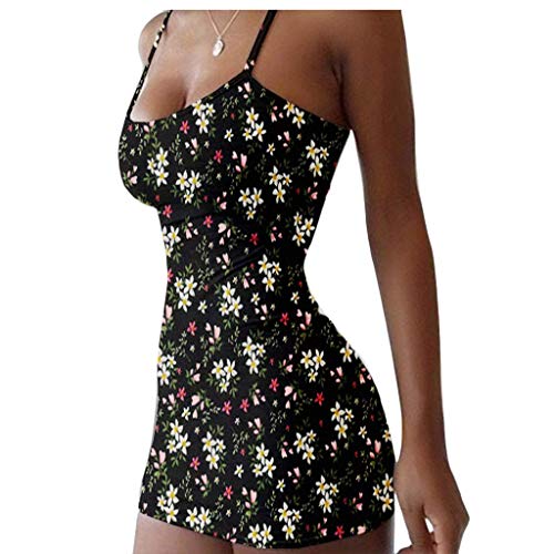 Onsoyours Kleider Damen Camisole Casual Einfarbig Ärmellos Slim Fit Stretch Minikleid Bequem Bodycon Strandkleid Z Schwarz 38 von Onsoyours