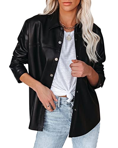 Onsoyours Kunstlederjacke Damen Kunstleder Blazer Leder Mantel Elegant Casual Anzugjacke Stretch Damenjacke Knopfleiste Slim Fit Trenchcoat Geschäft Büro Blazers C Schwarz S von Onsoyours