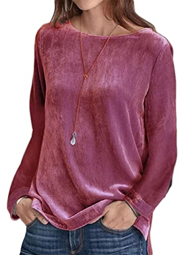 Onsoyours Lässige Damenhemden Mode Frühling Herbst Gold Samtbluse Damen Hemd T-Shirt Retro Rundhals Langarm Samt Bluse Slim Schlichte Und Elegante Rotwein L Onsoyours Lässige Damenhemden Mode Frühling Herbst Gold Samtbluse Damen Hemd T-Shirt Retro Rundhals Langarm Samt Bluse Slim Schlichte Und Elegante Rotwein L von Onsoyours
