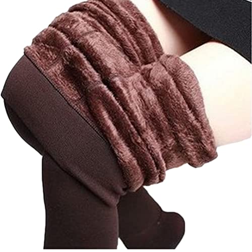 Onsoyours Leggings Damen Winter Hose Fleece Gefüttert Warm Dicke Strumpfhose Thermoleggins Thermo Freizeithose Elastische Thermal Pants Fleece Sweatpants Braun Einheitsgröße von Onsoyours