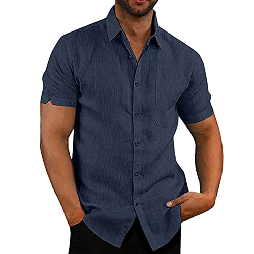Onsoyours Leinenhemd Herren Kurzarm Einfarbig Sommerhemd Regular Fit Freizeithemd Businesshemd Leinenshirt Sommer Marine 4XL Onsoyours Leinenhemd Herren Kurzarm Einfarbig Sommerhemd Regular Fit Freizeithemd Businesshemd Leinenshirt Sommer Marine 4XL von Onsoyours