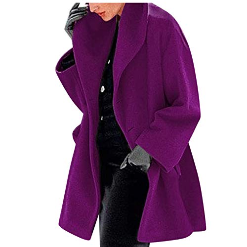 Onsoyours Lila Knöpfen Oversize Umlegekragen Langarm Elegant Wollmantel Wintermantel Damen Mode Cardigan S von Onsoyours