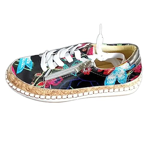 Onsoyours Low-Cut Sneaker Canvas Flache Schuhe Damen Freizeitschuhe Damen Sommer Frühling Turnschuhe B Schwarz 42 EU von Onsoyours