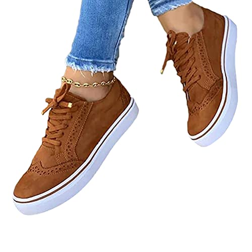 Onsoyours Low-Cut Sneaker Canvas Flache Schuhe Damen Freizeitschuhe Damen Sommer Frühling Turnschuhe Braun 38 EU von Onsoyours
