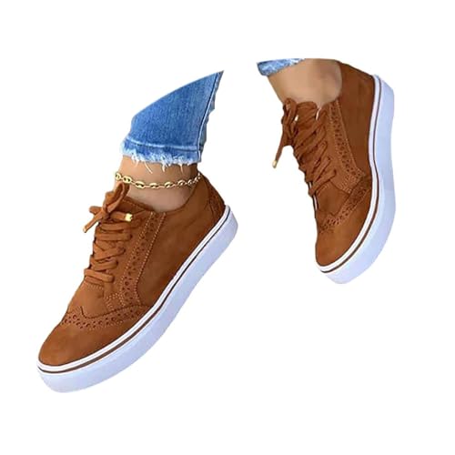 Onsoyours Low-Cut Sneaker Canvas Flache Schuhe Damen Freizeitschuhe Damen Sommer Frühling Turnschuhe Braun 42 EU von Onsoyours