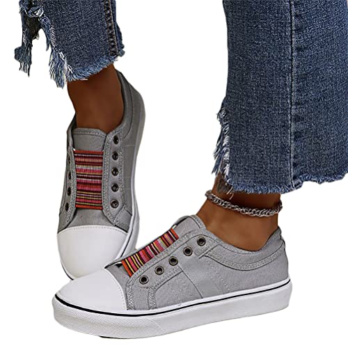 Onsoyours Low-Cut Sneaker Canvas Flache Schuhe Damen Freizeitschuhe Damen Sommer Frühling Turnschuhe C Grau 36 EU von Onsoyours