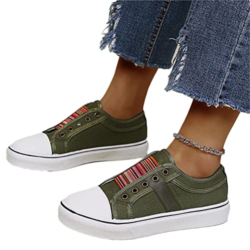 Onsoyours Low-Cut Sneaker Canvas Flache Schuhe Damen Freizeitschuhe Damen Sommer Frühling Turnschuhe C Grün 37 EU von Onsoyours