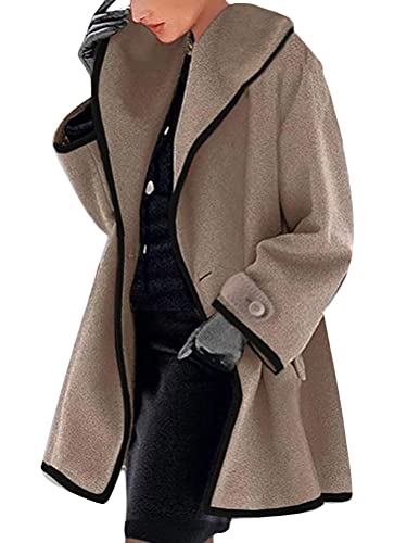 Onsoyours Mäntel Damen Schalkragen Casual Mantel Revers Lange Ärmel Winterjacke Einfarbig Mode Lange Coat Warme Outwear Elegant Einreiher Cardigan Jacke Oberbekleidung Z Braun XXL von Onsoyours