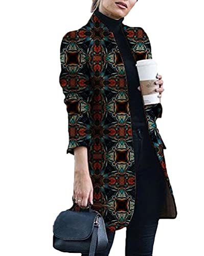 Onsoyours Mantel Damen Cardigan Wollmantel Einfarbig Lang Casual Langarm Strickjacke Outwear Jacken Warm Schlank Vintage Jacken Herbst Winter B Schwarz2 XXL von Onsoyours