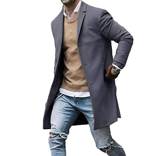 Onsoyours Mantel Herren Winter Wollmantel Lang Overcoat Men Schlank Windbreaker Business Jacke Freizeit Grau Small von Onsoyours