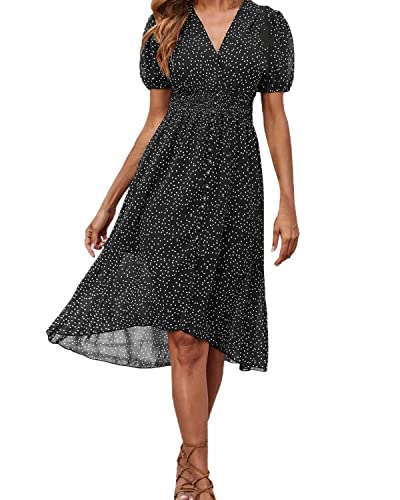 Onsoyours Maxikleider Damen Blumen Kleider Boho Sommerkleid Lang Sommerrock Strandkleid V-Ausschnitt Kleid J Schwarz L von Onsoyours