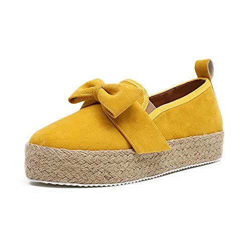 Onsoyours Mode Stickerei Zitrone Bequeme Damen Damen Casual Espadrilles Schuhe Atmungsaktive Flachs Hanf Leinwand Für Mädchen A Gelb 38 EU von Onsoyours