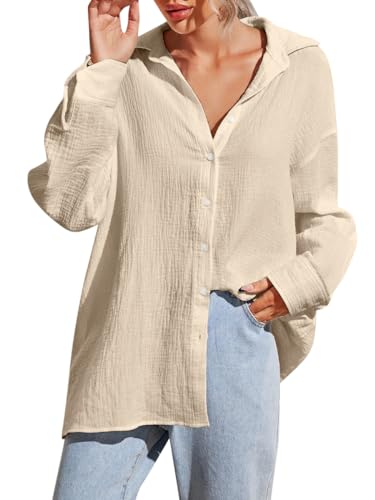 Onsoyours Musselin Bluse Damen Elegant Baumwolle Longbluse V-Ausschnitt Langarm Modern Oberteile Hemd Lose Langarmshirt Blusenshirt Hemdbluse Tuniken Tops A Aprikose XS Onsoyours Musselin Bluse Damen Elegant Baumwolle Longbluse V-Ausschnitt Langarm Modern Oberteile Hemd Lose Langarmshirt Blusenshirt Hemdbluse Tuniken Tops A Aprikose XS von Onsoyours