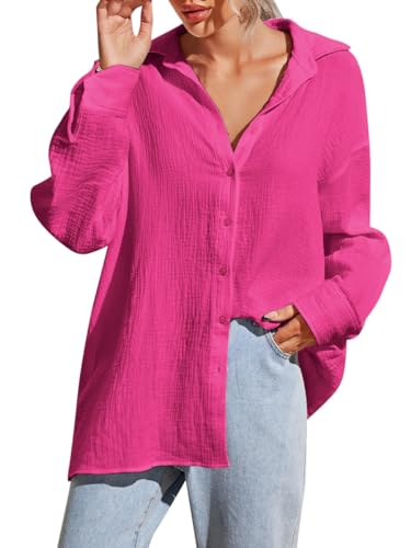 Onsoyours Musselin Bluse Damen Elegant Baumwolle Longbluse V-Ausschnitt Langarm Modern Oberteile Hemd Lose Langarmshirt Blusenshirt Hemdbluse Tuniken Tops A Lilarot L Onsoyours Musselin Bluse Damen Elegant Baumwolle Longbluse V-Ausschnitt Langarm Modern Oberteile Hemd Lose Langarmshirt Blusenshirt Hemdbluse Tuniken Tops A Lilarot L von Onsoyours