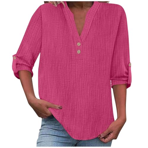 Onsoyours Musselin Bluse Damen Langarm V-Ausschnitt Knopfleiste Longbluse Freizeit Einfarbig Oberteile Tops A Lila rot XXL Onsoyours Musselin Bluse Damen Langarm V-Ausschnitt Knopfleiste Longbluse Freizeit Einfarbig Oberteile Tops A Lila rot XXL von Onsoyours