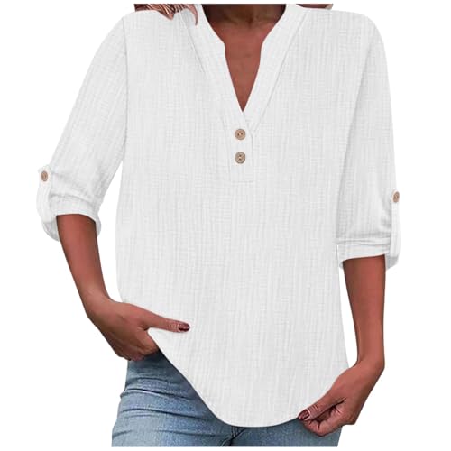 Onsoyours Musselin Bluse Damen Langarm V-Ausschnitt Knopfleiste Longbluse Freizeit Einfarbig Oberteile Tops A Weiß L Onsoyours Musselin Bluse Damen Langarm V-Ausschnitt Knopfleiste Longbluse Freizeit Einfarbig Oberteile Tops A Weiß L von Onsoyours