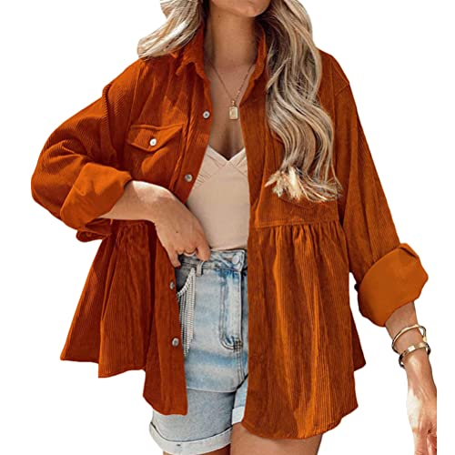Onsoyours Neu Cordhemd Cordjacke Damen Oversize Shirt Frauen Hemdjacke aus Cord Langarm Lose Revers Cordstoff Bluse mit Knöpfen Frühling Herbst Hemd Outwear A Orange XL Onsoyours Neu Cordhemd Cordjacke Damen Oversize Shirt Frauen Hemdjacke aus Cord Langarm Lose Revers Cordstoff Bluse mit Knöpfen Frühling Herbst Hemd Outwear A Orange XL von Onsoyours