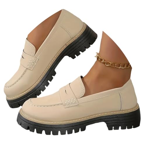 Onsoyours Orthopädische Plateau Loafer Damen Slippers Business Schuhe mit Dicker Sohle Schlupfschuhe B Beige 42 EU von Onsoyours