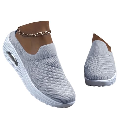 Onsoyours Orthopädische Schuhe Damen Air Cushion Slip On Walking Orthopedic Hausschuhe Freizeit Mesh Atmungsaktiv Sandals Luftkissen Sneaker B Grau 37 EU von Onsoyours