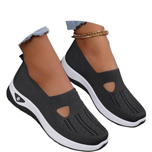 Onsoyours Orthopädische Schuhe Damen Sommer Sandalen Slip on Sommerschuhe Atmungsaktive Bequeme Walkingschuhe A Schwarz 39 EU von Onsoyours