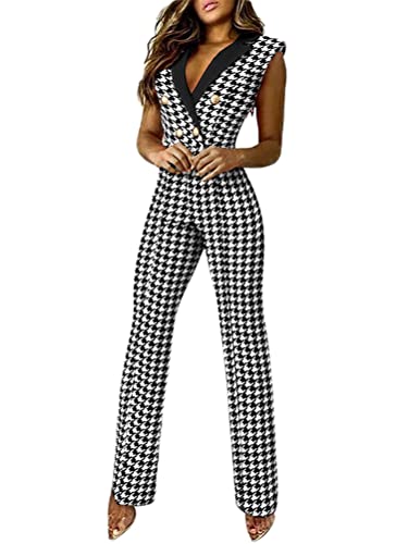 Onsoyours Overall Damen Damen Elegant Sommer Jumpsuit Kurzarm Playsuit Vintage Hose mit Bund Damen Casual Outfits C Weiß M von Onsoyours