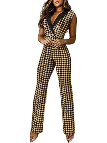 Onsoyours Overall Damen Damen Elegant Sommer Jumpsuit Kurzarm Playsuit Vintage Hose mit Bund Damen Casual Outfits E2 Khaki M von Onsoyours