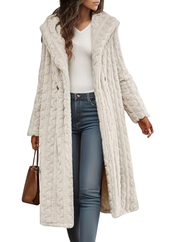 Onsoyours Pelzmantel Damen Große Größen Modische Einfarbig Kunstpelze Jacke Mantel Fellmantel Dicke Warme Kunstfell Langarm Winterjacke Winter Pelzjacke Wintermantel A Beige XL von Onsoyours