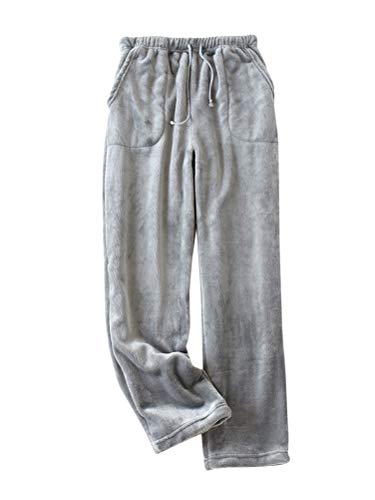 Onsoyours Plüschhose Damen Herren Fleece Plüsch Dicke Schlafanzughose Unisex Soft Fleece Pyjamahose Lange Warme Freizeithose Home Haushose Damen A Grau L von Onsoyours