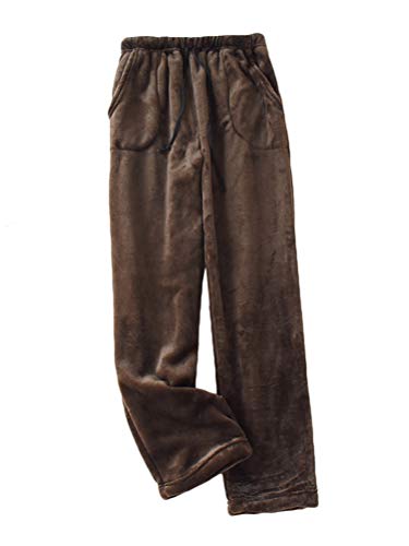 Onsoyours Plüschhose Damen Herren Fleece Plüsch Dicke Schlafanzughose Unisex Soft Fleece Pyjamahose Lange Warme Freizeithose Home Haushose Damen A Kaffee XL von Onsoyours